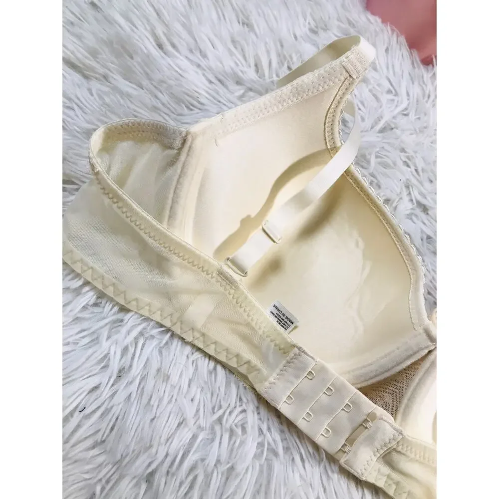 Women’s Lace Support Bra 85C/38C Beige Underwire Full Coverage Straps Padded